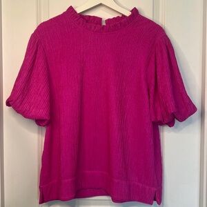 JODIFL Fuchsia Textured Blouse